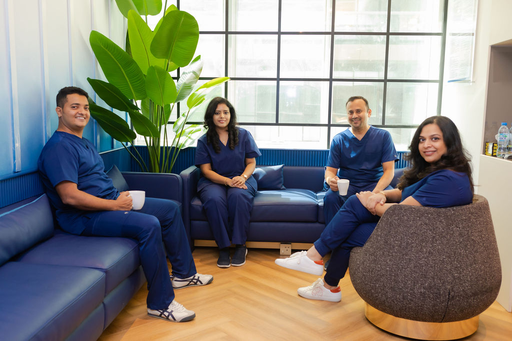The dentists at Rex Dental and Medical Centre in the clinic waiting area, Dubai