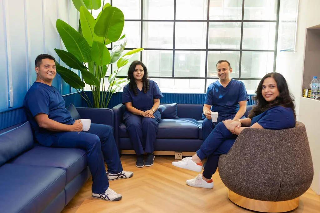 The dentists at Rex Dental and Medical Centre in the clinic waiting area, Dubai